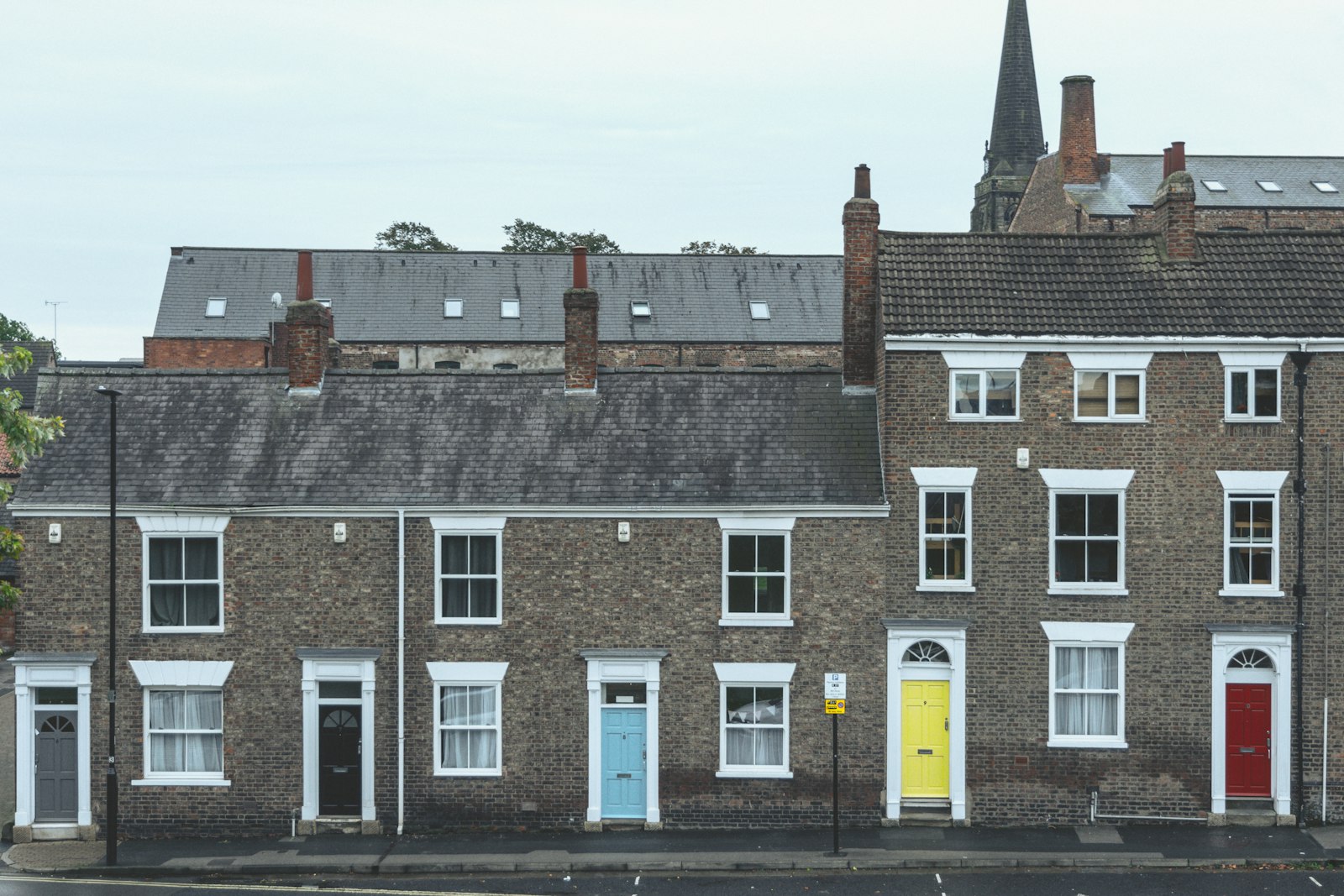 A street of traditional English terraced houses